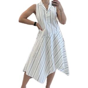 Lafayette Sleeveless Striped White Dress